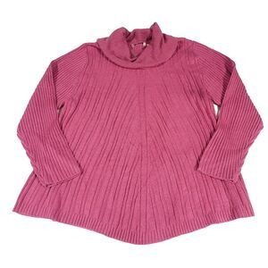 Soft Surroundings Ribbed Knit Sweater 3x Mauve Pink Turtle Neck handkerchief hem